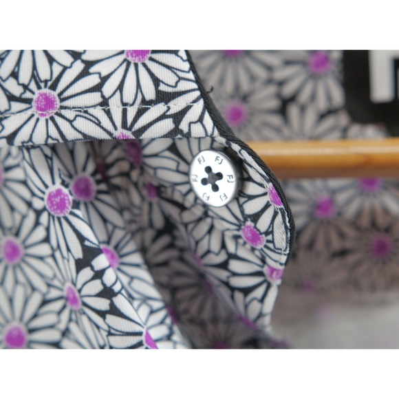 Footjoy Performance Golf Polo Shirt Mens M‎ Medium Gray Pink Flower Pattern - Picture 5 of 11